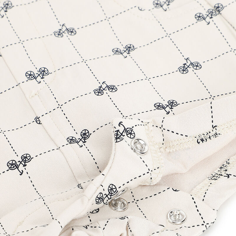 Boys Medium Natural Printed Short Sleeve Rompers image number 3